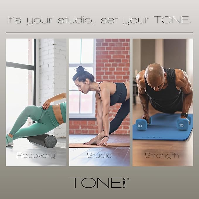 TONE Fitness Hanging Yoga Mat, Pilates Mat, Exercise Mat for Home Workouts with Carry Strap | V Pattern | Multiple Colors
