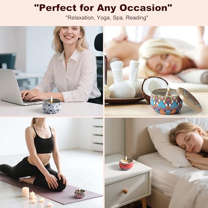 9-Piece Scented Candles for Home │ Soy Wax Aromatherapy Set with Lavender, Rose, Jasmine, etc. Plant Essential Oils & Dried Flowers │ Birthday Gifts for Women, Yoga, Mother's Day,Relaxation & Healing