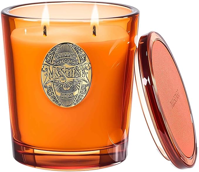 M&SENSE Large Two-Wick Soy Candle | Orange Goji & Neon Orange | 19.8 oz, 120H Burn Time | Luxury Scented Candle for Relaxation, Gifting, Home Décor | Ideal for Bedroom, Office, Party Ambiance