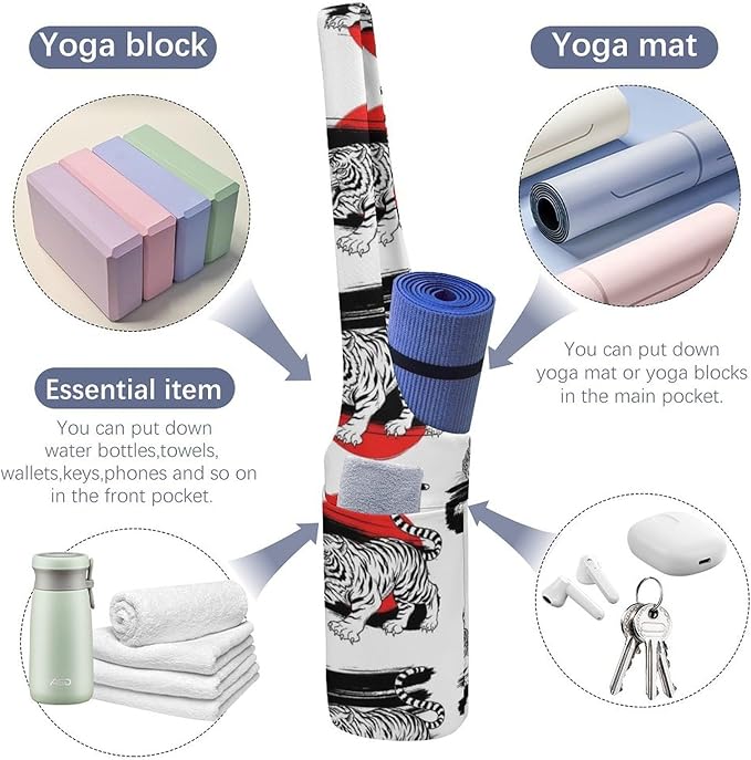 Aiyoolee Fashion Yoga Mat Bag with Large Pocket, Long Tote Yoga Bag Fit Most Mats Accessories