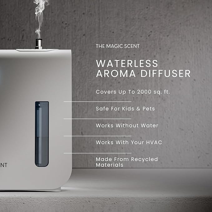 The Magic Scent Diffuser, Scent Air Machine for Home & Hotels, HVAC or Portable Nebulizing Diffuser - Large Room Waterless Aroma Machine - Aroma Oil Included