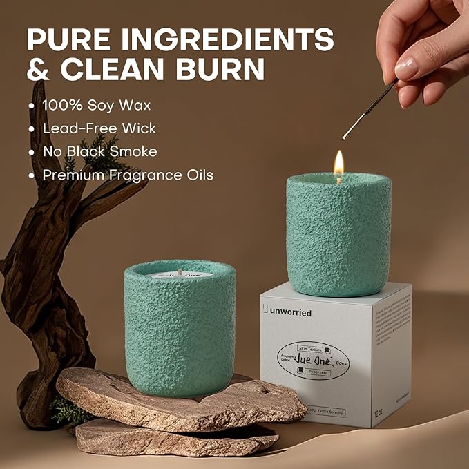 Scented Candles for Home, Soy Wax Candle Gift, Non-Toxic Cement Jar Candles, Luxury Aromatherapy for Stress Relief, Housewarming Gifts, Highly Scented, Home Décor, Lemongrass and Eucalyptus