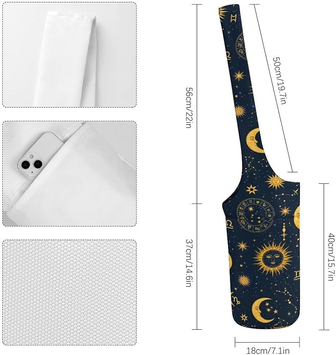 Aiyoolee Portable Yoga Mat Carrier Single Shoulder Bag with Pocket Spacious for Yoga Gym Fitness Travel