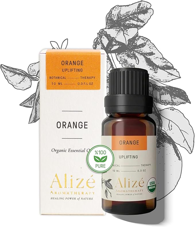 Orange Essential Oil, USDA Certified, Organic 100% Natural & Pure Essential Oils for Diffusers for Home, Aromatherapy Oils, Diffuser Oils Scents, Brightening, 10ml-0.33 fl oz