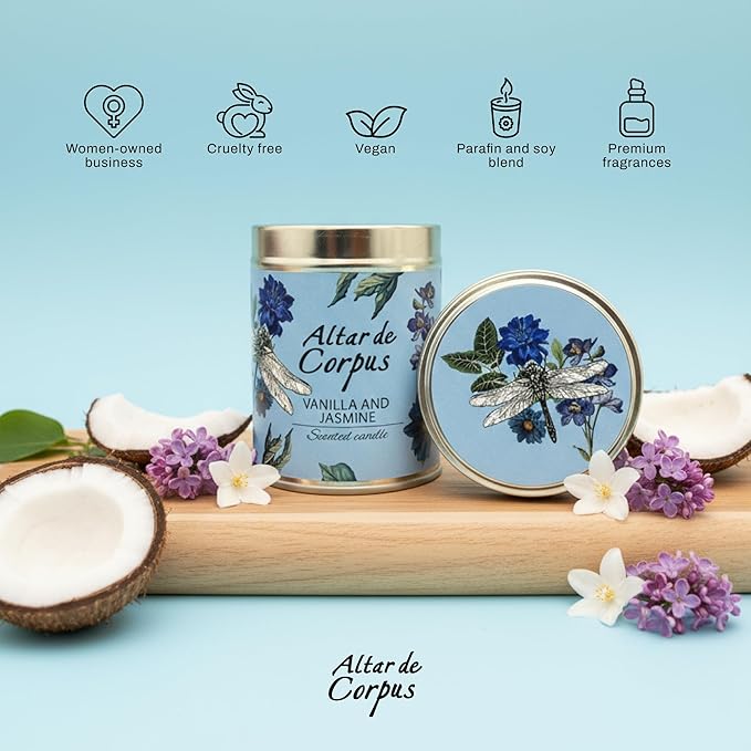 14 Oz Strong Scented Candles Long Lasting – Vanilla Jasmine Candle - High End Luxury Candles for Home - Cute Candles for Women - Soy Wax Premium Blend - Decorative Candle for Men Gifts