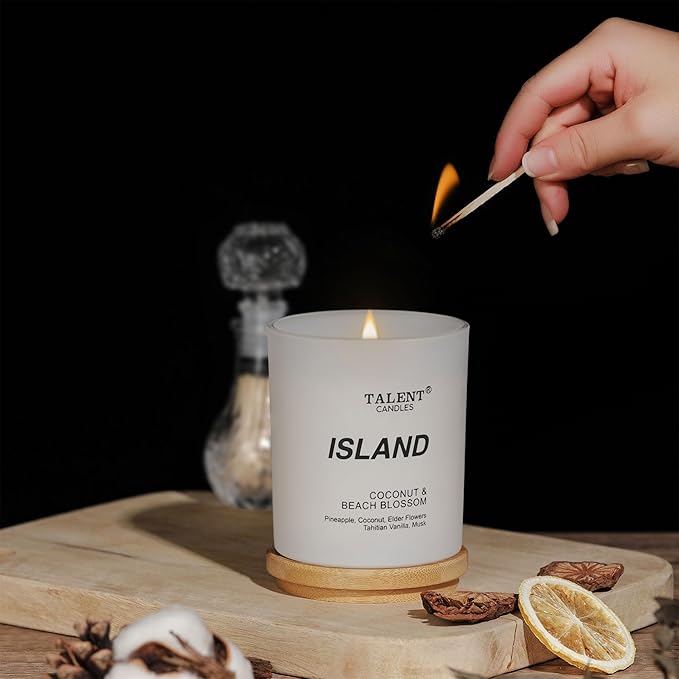 Candles for Home Scented, Natural Soy Wax, Scented Candle Stress Relief and Relaxation, Coconut & Beach Blossom, Medium Jar, Ideal for Home and Bedroom Decor