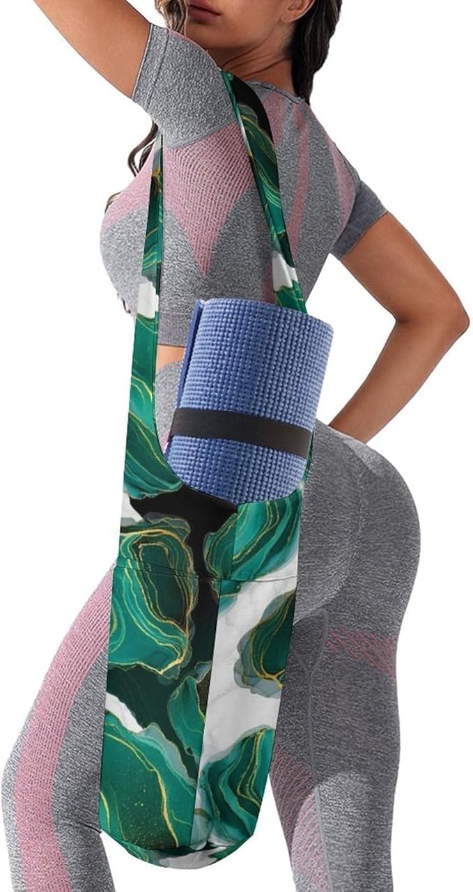 Meaudiwes Large Yoga Mat Bag with Long Strap for Women Yoga Accessories Sports Storage Bags Exercise Mats Tote Sling Carrier Bag