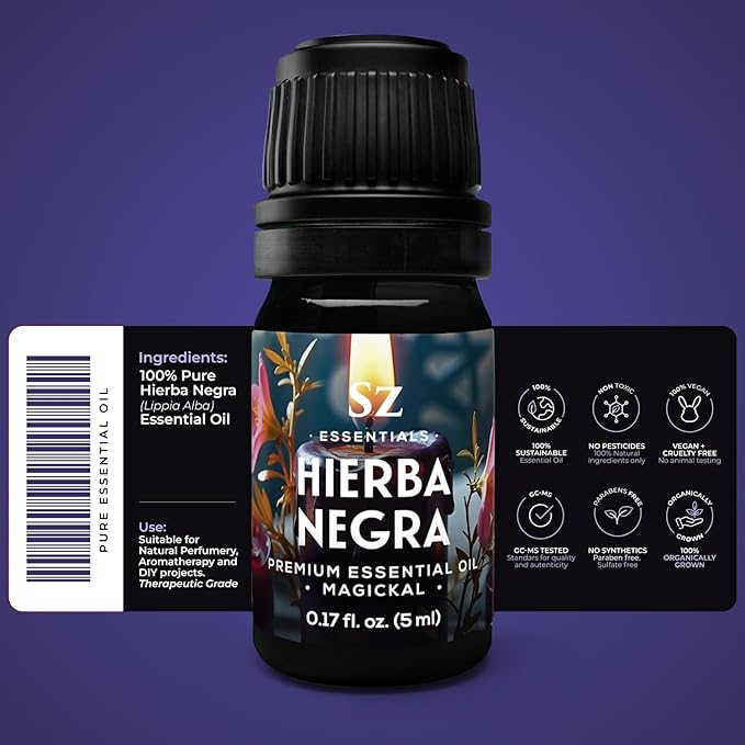 Hierba Negra Essential Oil 100% Pure (Black Grass) – Spiritual Protection, Banishing & Cleansing Oil for Wiccan, Hoodoo & Magick Rituals – Natural, Undiluted, Origin Argentina – 5mL