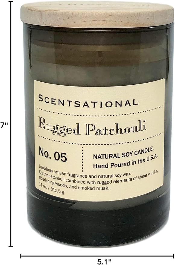 Scentsational Rugged Patchouli Candle, Medium, Amber