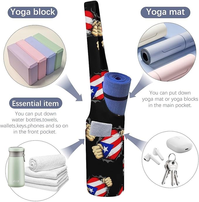 Aiyoolee Single Shoulder Yoga Mat Carrier Bag Portable Spacious with Pocket for Yoga Gym Fitness Travel