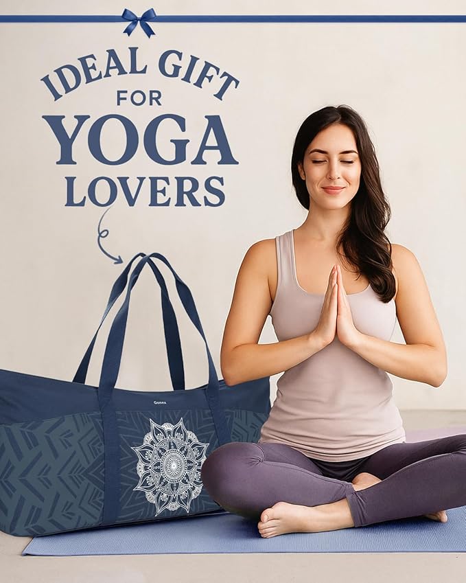 Gonex Yoga Mat Bag, Extra Large Canvas Gym Bag with Waterproof Pocket Metal Zipper, Fits Mat & Blocks, Stylish Yoga Mat Carrier for Women, Ideal for Yoga, Pilates, Workout, Travel
