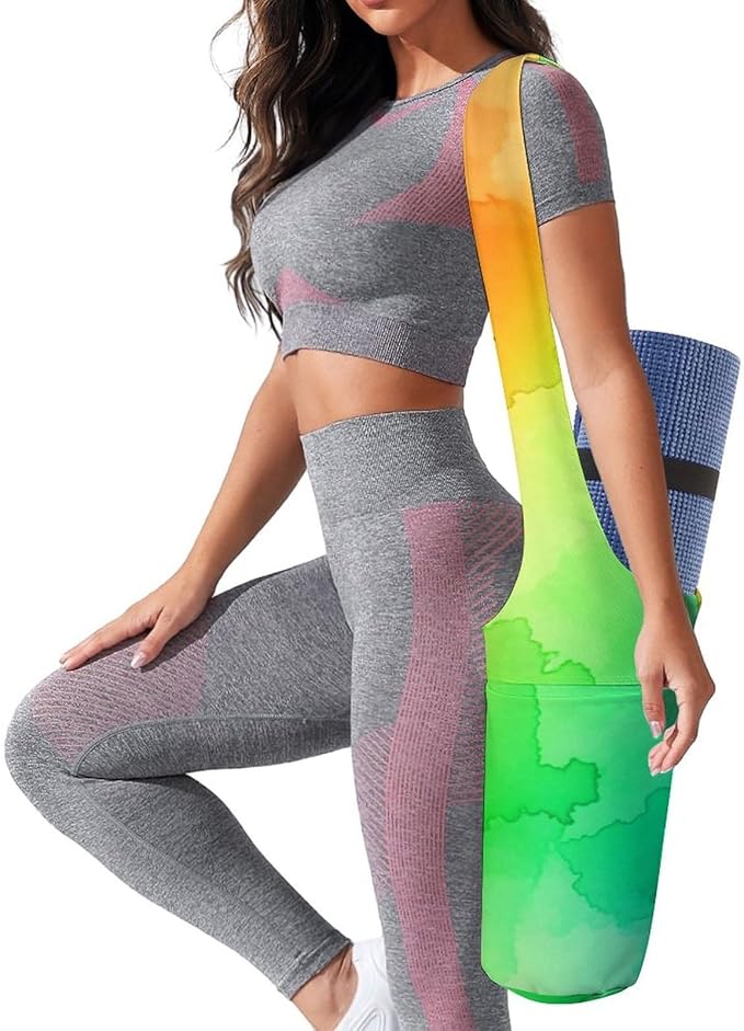 Meaudiwes Stylish Yoga Mat Bag for Women Exercise Mat Holder with Shoulder Strap Yoga Mats Totes Sports Storage Bag