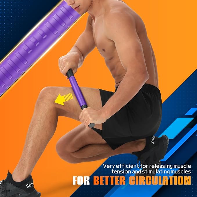 Muscle Roller Stick, Massage Roller for Muscle Deep Tissue Massage, Calf Roller for Myofascial Release, Therapy Roller Stick for Back, Legs, Arms, Waist, and Shoulders Full Body Use (Purple)