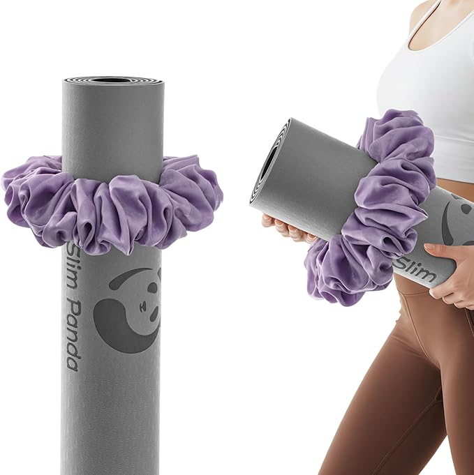 Slim Panda Yoga Mat Scrunchie,Style & Cute Mat Strap,Stretchable Velvet Fabric Fits All Standard Yoga Mats (mat not included)