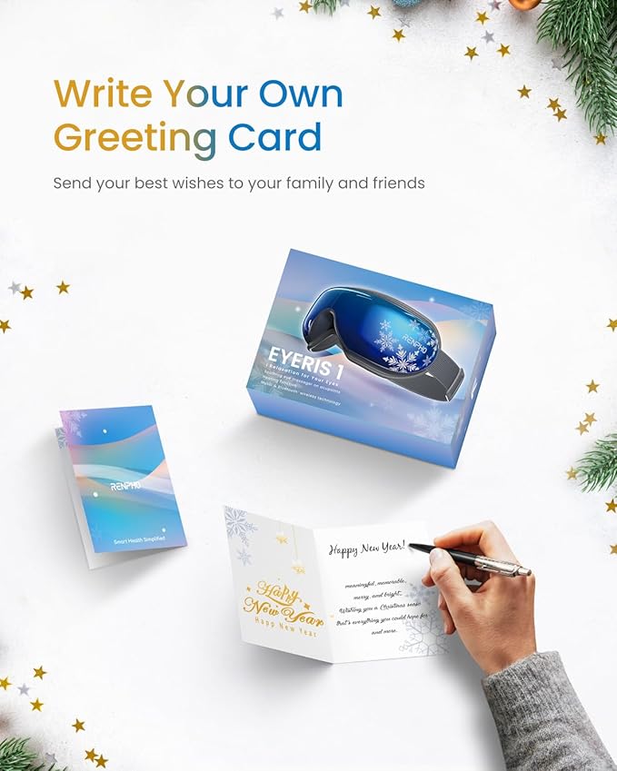 RENPHO Eyeris 1 Eye Massager with Heat&Customized Gift Card, Birthday Gifts for Women/Men, Heated Sleep Mask for Relax, Sleep Eye Care Gifts for Reduce Eye Strain, Improve Sleep