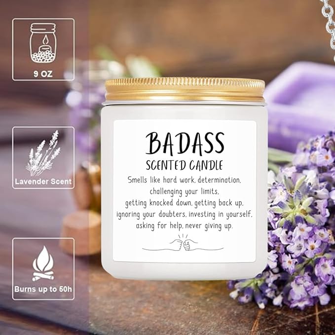 Badass Scented Candle - Congratulations & Promotion Gifts for Women & Men, Friends & Coworkers, Birthday Gifts for Her or Him - 7oz