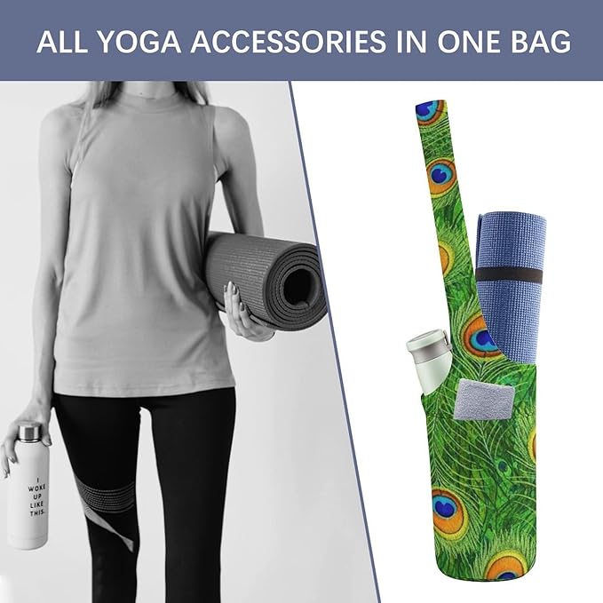Meaudiwes Large Yoga Mat Bag Fit Most Size for Ladies Yoga Mats Carrier Bags Multi-Functional Exercise Mat Holder Storage Bag