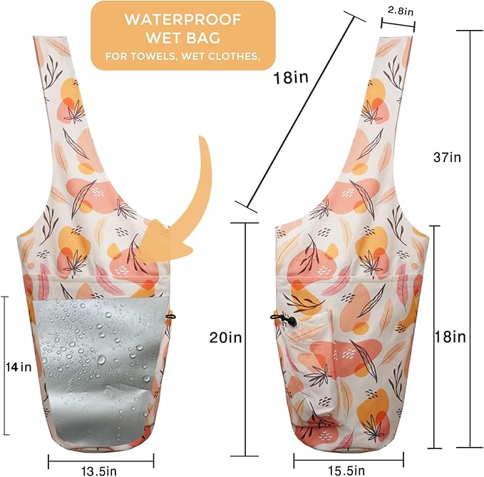 saniwu Yoga Mat Bag Carrier for Women Workout Large Waterproof with Zipper Pocket, Keychain and Wide Shoulder Straps