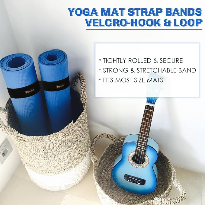Aolamegs Yoga Mat Strap,Heavy Duty Bungee Straps Band,Wrap Organizer for Yoga Mat/Workout/Exercise(20" L x 2" W)