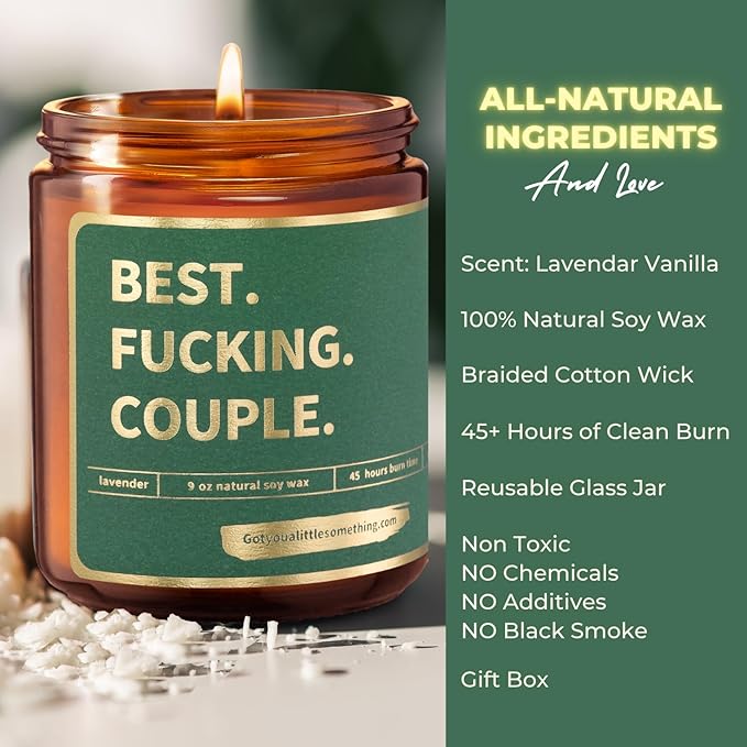 Funny Anniversary Candle for Couples - Funny Valentines Day Presents, Gift from Friends for Engagement or Anniversary - Best Couple Ever Present Idea for Him & Her, Newly Engaged Candle for Couples