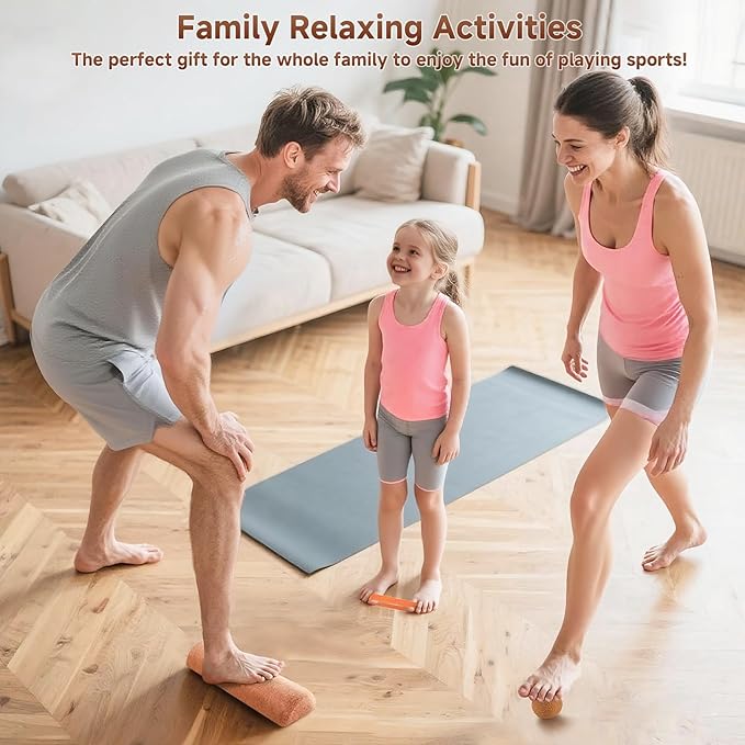 Rocalt Cork 4 In 1 Balance Board + 2 Pack Cork Yoga Blocks, Premium Cork Foot & Ankle Strengthener Kit, Half Moon Yoga Block & Calf Stretching
