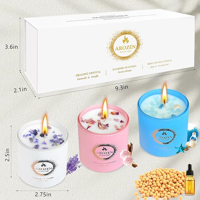 3 Pack Candles for Home Scented, Christmas Scented Candles Gift Set, Aromatherapy Soy Gifts Set for Women, Lavender Candle, 70H Long Lasting for Christmas Birthday Mother's Day Present Gifts