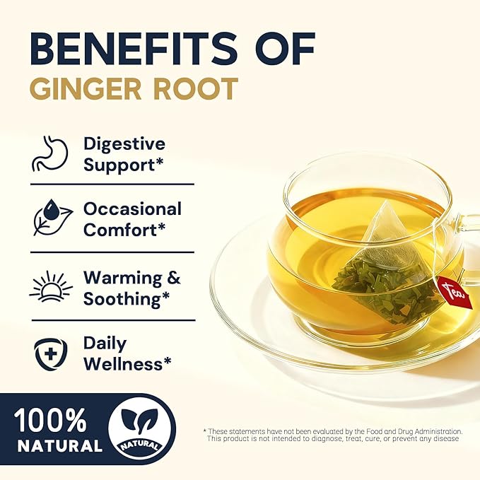 Ginger Root Herbal Tea - Caffeine Free, 100 Teabags