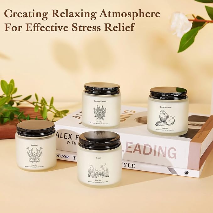 Holiday Winter Candles Gift Set,8 Pack Long Lasting Soy Candles for Home,Natural Aromatherapy Candles with Relaxing Scents,Perfect Spa Gifts for Women