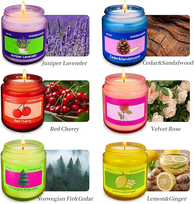 12 Pack Candles for Home Scented, Colored Frosted Jar Aromatherapy Candle Gifts for Women, Natural Soy Wax Candle Set, Scented Candles Set for Birthday Valentine Mother's Christmas Day Present
