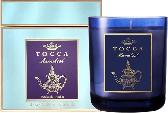 TOCCA Marrakesh 10oz Candle - Patchouli & Amber Scented, Hand Poured Soy-Wax Blend with 100% Cotton Wick, 60 Hour Burn Time
