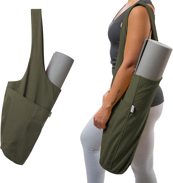 Yogiii Yoga Mat Bag | The ORIGINAL YogiiiTote Yoga Bag | Sling Mat Tote w/Large Side Pocket & Zipper Pocket | Yoga Mat Carrier Fits Most Size Mats