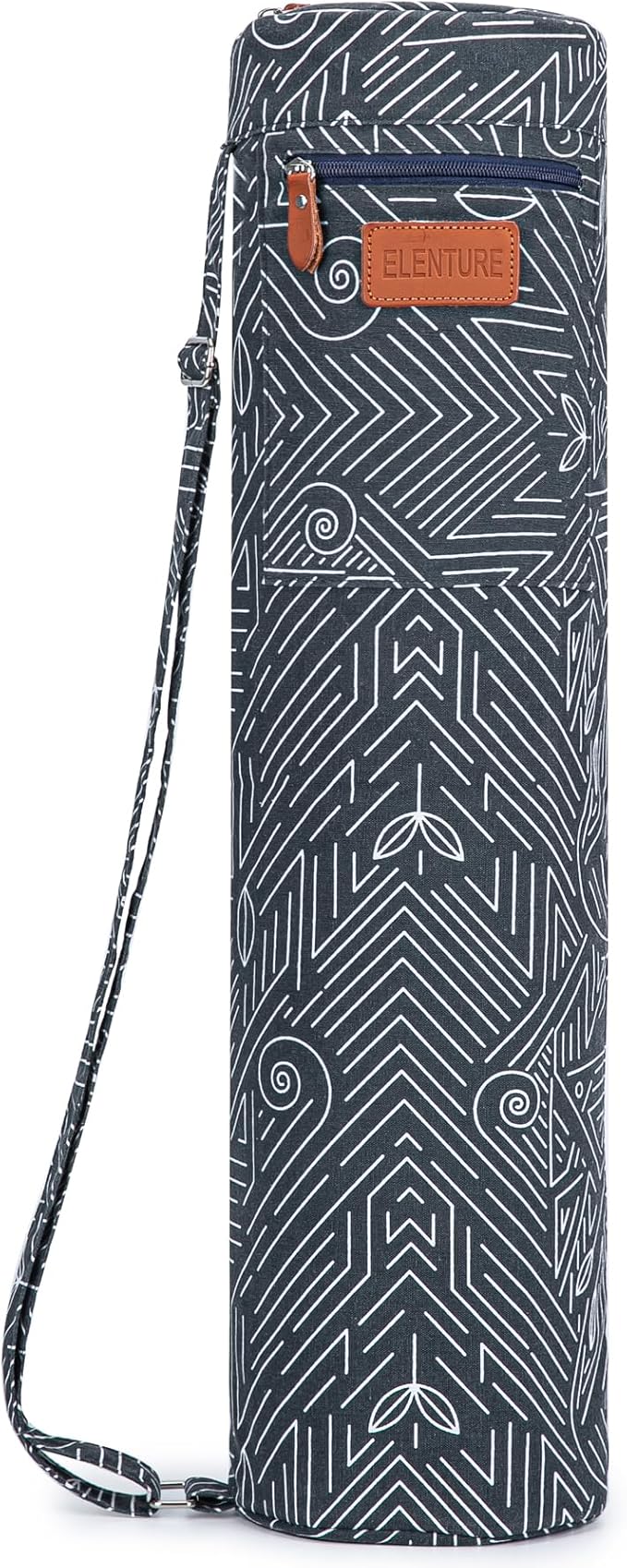 ELENTURE Canvas Yoga Mat Bag with Adjustable Strap & Pockets, Full-Zip Travel Gym Tote for Women & Men, Fits 1/4" & 1/3" Thick Mats, Lightweight Carrier for Yoga, Workout, Outdoor Use
