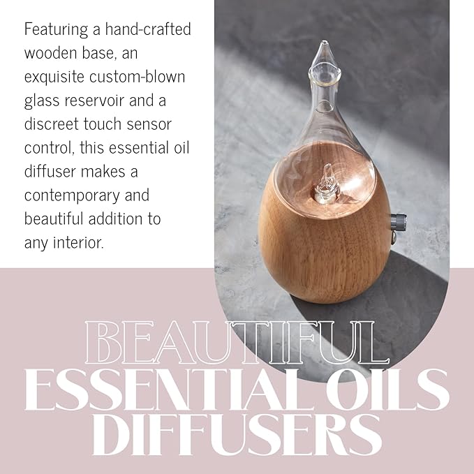 Raindrop 3.0 Nebulizing Diffuser for Essential Oil/Aromatherapy by Organic Aromas with Touch Sensor and MagConnect-Style Electrical Cord and Adapter. (White)