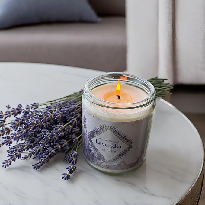 Scented Candles Gifts for Women, Home Decor Soy Candles for Birthday, Thanksgiving, Christmas, Anniversary Aromatherapy Gifts or Just for Enjoying Life and Personal Relaxation Healing (7oz, Lavender)