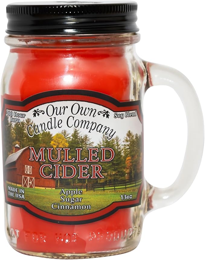Our Own Candle Company, Mulled Cider Scented Mason Jar Candle, 100 Hour Burn Time,13 Ounces