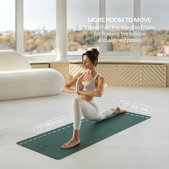 Vesstra Premium Yoga Mat – 4mm I Sweat-Activated Non-Slip PU Grip I Natural Rubber Base for Yoga, Pilates and Fitness