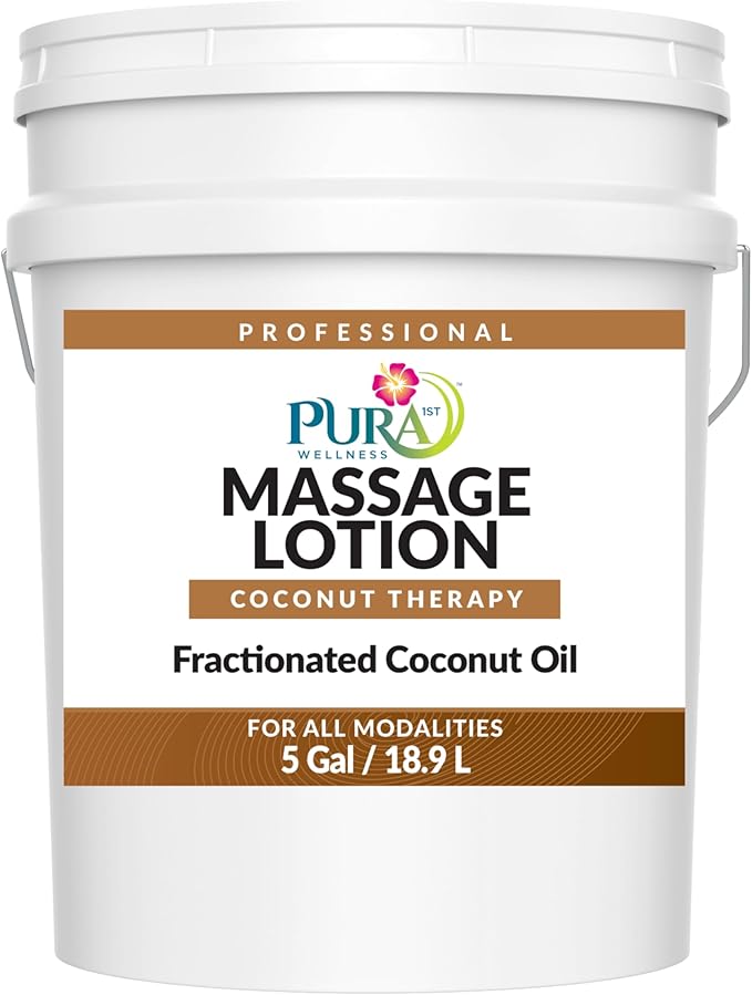 Coconut Therapy 5 Gallon Massage Lotion, Coconut Oil, Professional, Massage Therapy, Deep Tissue, Unscented, Natural Ingredients, Skin Hydrating, Moisturizing, Muscle Relief, for Bruising