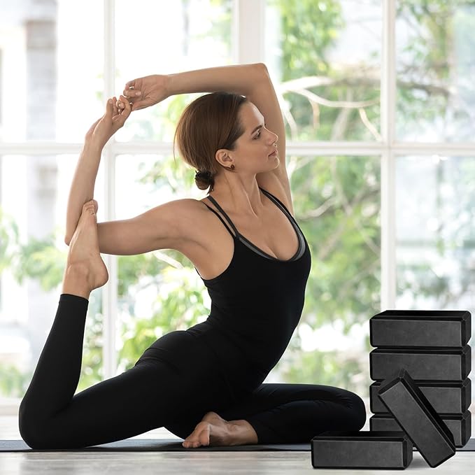 Yilloog 20 Pcs Foam EVA Yoga Blocks - High Density Non Slip Supportive Foam Blocks - Lightweight Black Yoga Bricks - Props for Women, Men, Beginners, Pilates, Meditation