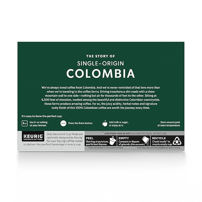 Starbucks K-Cup Coffee Pods, Medium Roast Coffee, Colombia, 100% Arabica, 6 boxes (60 pods total)
