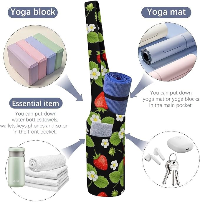 Meaudiwes Large Yoga Mat Bag Fit Most Size for Ladies Yoga Mats Carrier Bags Multi-Functional Exercise Mat Holder Storage Bag