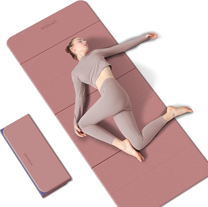 WOHAO 7-Fold Yoga Mat 70"x24" - 1/2 Inch Thick Folding Exercise Mat, Compact Non-Slip TPE Mat for Travel, Storage, Yoga & Home Gym, Lightweight & Portable