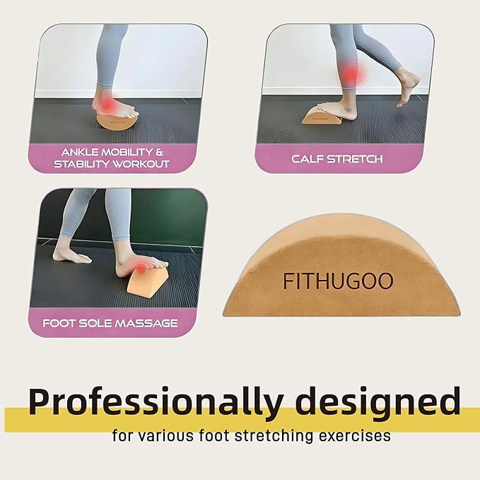 2 Pack Half Moon Recovery Block & Calf Stretching- Improve Balance, Stability & Foot Mobility/Calf Stretcher for Plantar Fasciitis Relief/Yoga & Pilates Balance Trainer