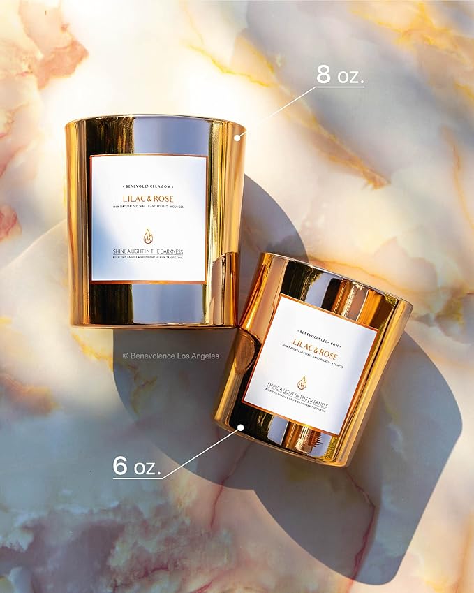 Benevolence LA Lilac & Rose Wood Wick Candles | Soy Christmas Scented Candles for Home | Holiday Candle Gifts for Women and Men | Home Fragrance | Aromatherapy | Bathroom Freshener | 8oz, 45 Hour Burn