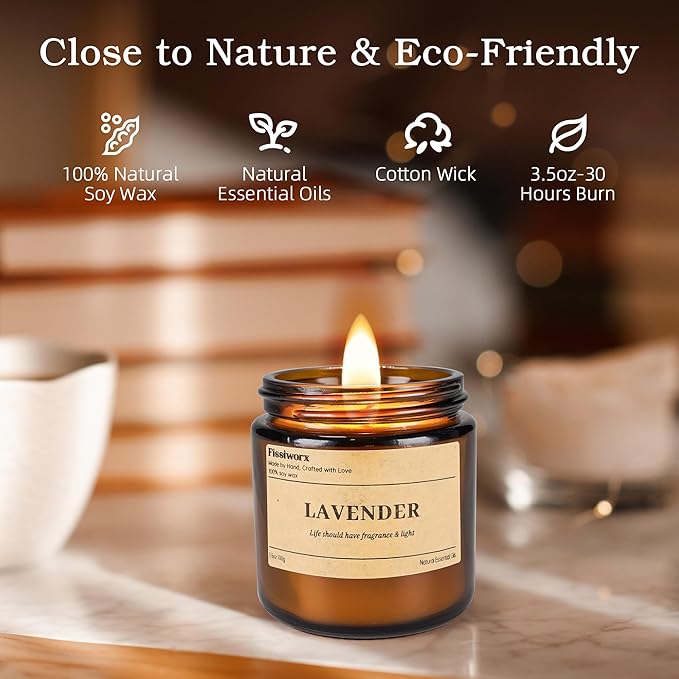 9 Pack Soy Candles for Home Scented | Grapefruit/Lemon Citrus/Bergamot Aromatherapy Candle Set in Amber Jar, Natural Scented Candles Gift for Women & Men, Birthday, Mother’s Day, Christmas