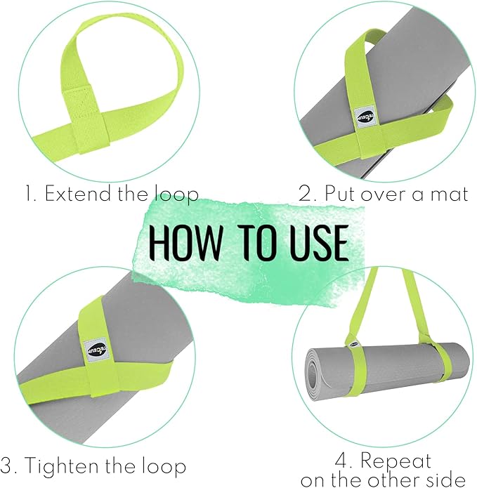 TECEUM Yoga Mat Strap – 30+ Colors – Adjustable Mat Holder Sling Carrier for All Mats [Mat Not Included]