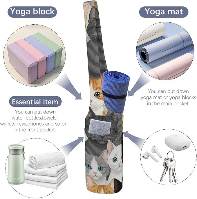 Aiyoolee Yoga Mat Bag with Large Pocket, Strap Bag Carriers for Women