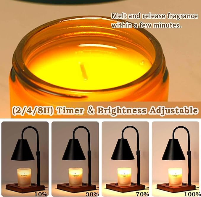 Modern Candle Warmer Lamp with Timer, Dimmable Candle Lamp Warmer, Men Women Christmas Birthday Gifts, Black Candle Warmer, Adjustable Candle Light Warmer, Cozy Living Room Bedroom Home Decor
