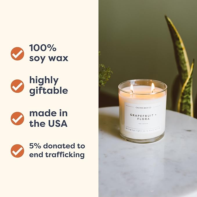 Calyan Wax Co. Apples & Maple Bourbon 2 Wick Scented Candle - 37 Hour Burn - Luxury Non Toxic Soy Wax Candles - Long Lasting Large Glass Jar Candle for Home - 8.8oz