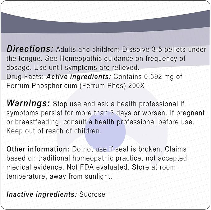 Cell Salt No. 4 Ferrum Phosphoricum (Ferrum Phos) 200X Homeopathic Remedy 140 Pellets - EaseCap