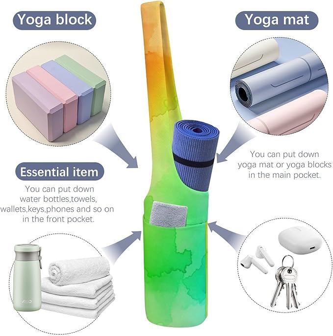 Meaudiwes Stylish Yoga Mat Bag for Women Exercise Mat Holder with Shoulder Strap Yoga Mats Totes Sports Storage Bag